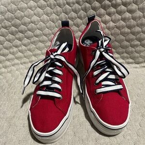 Tommy Hilfiger Red Platform Sneakers with Striped Laces